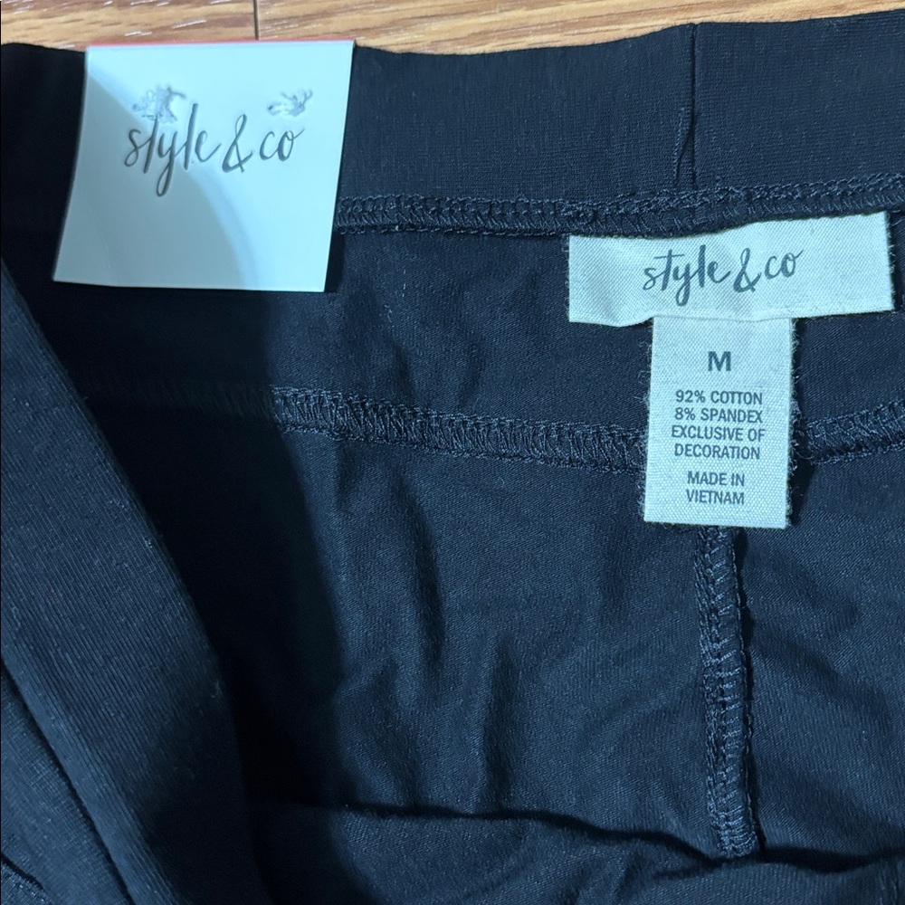 Style & Co Black Floral Embroidery Leggings Full Length - Picture 4 of 7